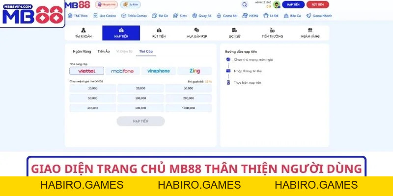 4 Bước Nạp Tiền MB88 Cực Nhanh Cho Người Mới Bắt Đầu